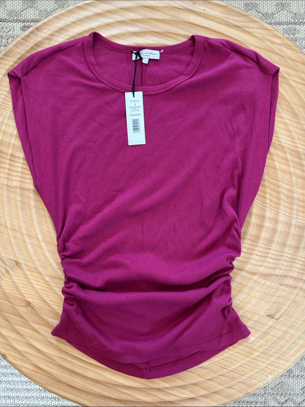 Michael Stars Sleeveless Ruched Tank — Cabernet- NWT